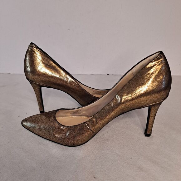 Jessica Simpson Lory Heels Women's Size 6.5M Gold Black Metallic Fabric Upper - Picture 5 of 11